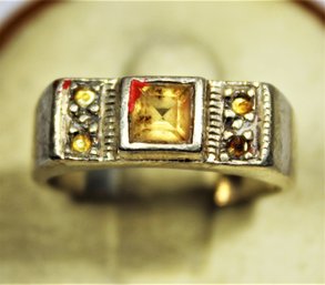 Sterling Silver Ladies Ring Having Citrine Stones Size 8`