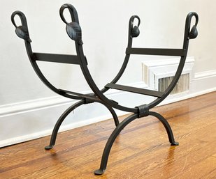 A Wrought Iron Wood Holder