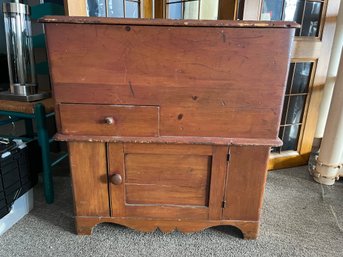 Late 19th Century Antique Primitive Lift Top Trunk Grain Sugar Chest