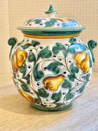 Vintage Italian Ceramic Covered Jar Confettura Di Pere