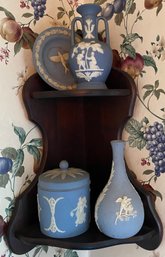 Shelf And Four Pieces Of Vintage Wedgewood