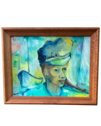 21 Inches Wide  X 17 Inches Tall - Mid Century Abstract Portrait