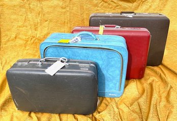 Grouping Of Vintage Hard-sided Luggage