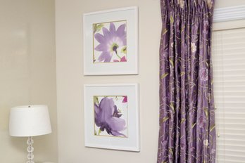 Sandra Jacobs Violet Flower  I And II Print In  Matted White Frames