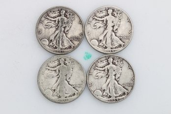 4 Silver Walking Liberty Half Dollar Coins