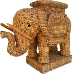 A Vintage Wicker Elephant Form Cocktail Table Or Plant Stand