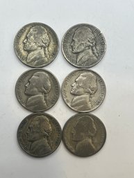 6 Silver War Nickels Miscellaneous Dates