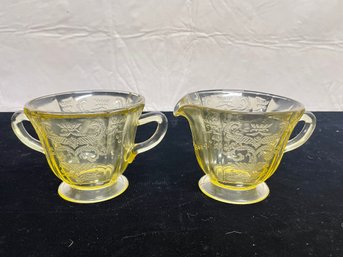 Depression Glass Sugar Creamer Set