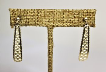 Pair 1980s Italian Mesh Pierced Earrings In Sterling Silver