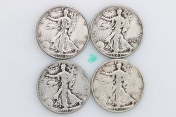 4 Silver Walking Liberty Half Dollar Coins