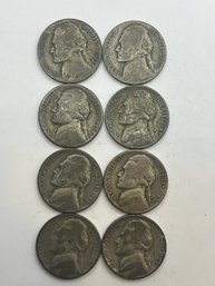 8 Silver War Nickels 1942-P, 1942-S, 1944-P, 1943-P (5)