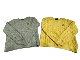 Pair Of Ralph Lauren Crewneck Lambswool Sweaters - Size P/S