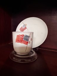Vintage Patriotic 19th Century Naval Flag Cup And Saucer