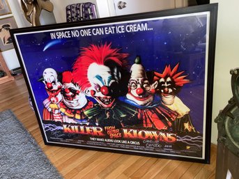 RARE Large Scale KILLER KLOWNS FROM OUTER SPACE Movei Poster- Signed The 3 CHIODO BROTHERS And Gallery Framed