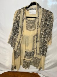 Loretta Di Lorenzo Made In Italy Blouse, Cape & Scarf - Exquisite Silk Fabric!