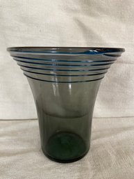 Hand Blown Blue Glass Vase 7x7.5