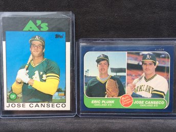 1986 Topps Traded & 1986 Fleer Jose Canseco Rookie Cards - M