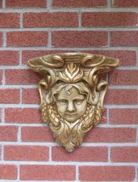 Cherub Or Child Face Floating Golden Shelf