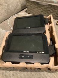 New In Box PHILIPS Portable DVD Player 7' W/ Two Screens For Car