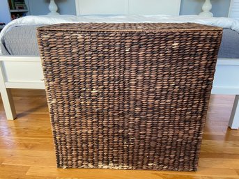 Two Compartment Wicker Clothes Hamper