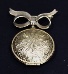 Vintage Gold Tone Perfume Locket Lavaliere Brooch