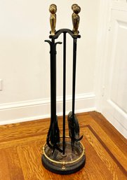 Vintage Brass And Iron Fireplace Tools