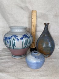 Hand Made Pottery Vases 3.5 To 8in All Signed No Chips