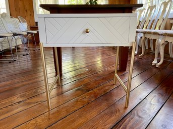 New Stylish White & Gold Side Table