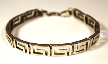 FINE STERLING SILVER LINK BRACELET GREEK KEY PATTERN