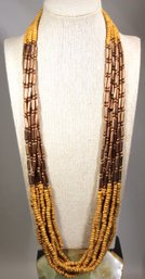 Multi Strand Designer Necklace Copper And Bone 28' Long