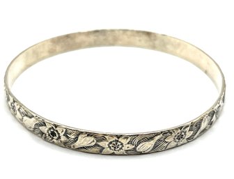 Beautiful Vintage Danecraft Sterling Silver Textured Flower Bracelet