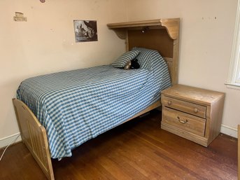 Wooden Twin Bed & Side Table By Lexington