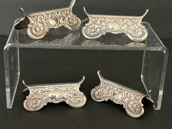 Lot Of 4 Antique Swedish Repousse Floral Silver Plate Knife Rests Marked SN