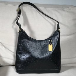 Incredible Like New $400 DOONEY & BOURKE Ostrich Print Leather Hobo - Amazing Bag - Made In USA - WOW !