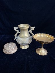 Brass Trinket Vase And Dish