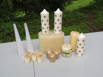 Lot Of Decorative Candles Varying Sizes, Unused