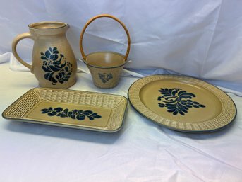 Grouping Of Pfaltzgraff Folk Art Vintage Crock Ware With Basketweave Detail