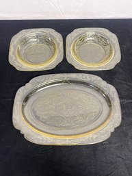 Set Of Depression Glass Serving Plates