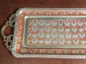 Lovely Vintage Chased Brass Tray From Morocco - All Hand Tooled / Made - Very Nice Vintage Tray - Home Decor