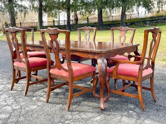 A Magnificent Hand Painted Mahogany Extendable Dining Table And Chairs In Adam Style By Lane Furniture