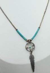 SMALL DREAMCATCHER STERLING SILVER TURQUOISE NECKLACE