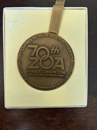 Nice State Of Israel 70th ZOA Jubilee Convention July 26, 1967 60mm Bronze Medal