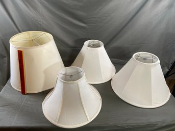 4 White Lamp Shades: Tapered Drum And Bell Shape