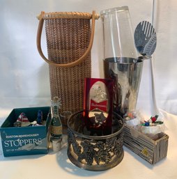 Libations Lot - Vintage Seagrams Shaker Glass, Budweiser Tap Handle, More