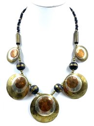 Fabulous Moroccan Inspired Brass & Bead Bib Style Statement Necklaces