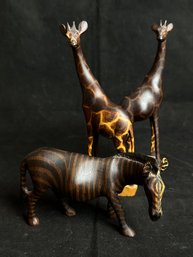 Wood Carved Safari Animal Sculptures