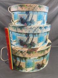 3 Tri-Coastal Designs Hat Boxes Endless Sea 10', 12' And 14'