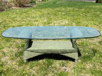 A Modern Wicker Glass Top Coffee Table By Lloyd Loom