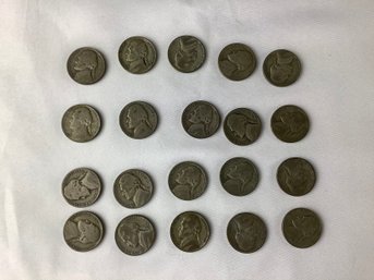 20 - 1945 S War Nickels (35 Percent SILVER)