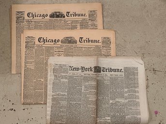 Original 1800s Newspapers - 1861 Chicago Tribune & 1864 New York Tribune
